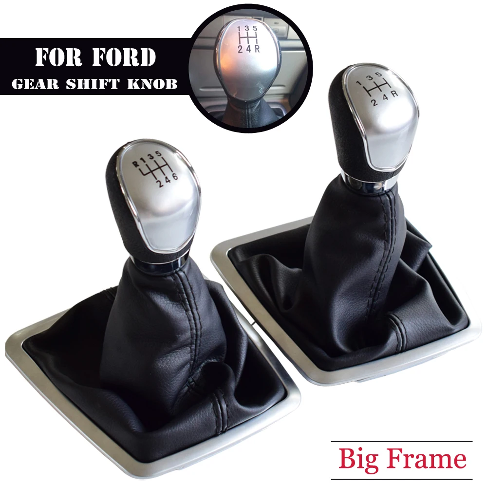 Silver Black Gear Shift Knob 5 Gear 6 Speed Manual For Ford Focus 2 MK2 FL C-MAX 2006-2011 MK3 MK4 MK7 Galaxy