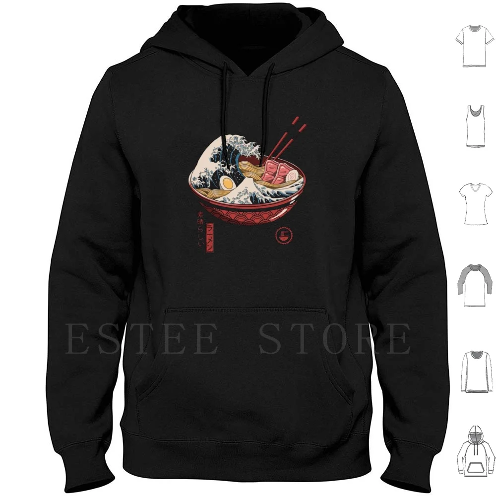 Great Ramen Wave Hoodies Long Sleeve Ramen Retro Noodle Noodles Japenese Food Japan Great Ramen Wave Ramen Noodles