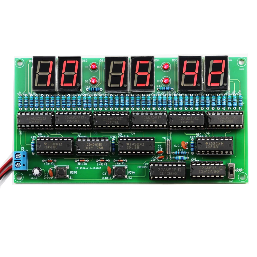 DIY Electronic Clock kit 6 bit Digital Circuit Clock Production kit Skill Contest Training Materials for Adults