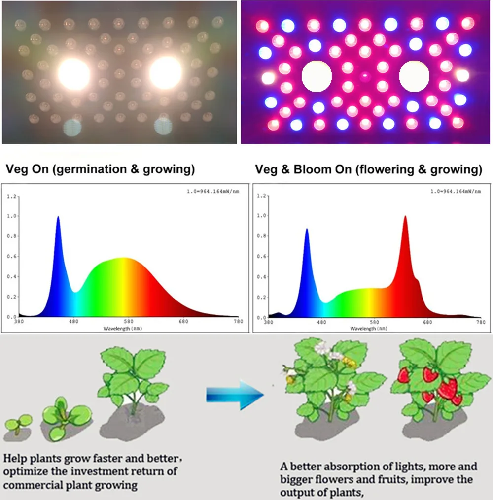 Luz de cultivo Qkwin de gama alta, luz LED COB de 1200W, 210W, CREE COB, espectro completo, Francia, Alemania, envío directo