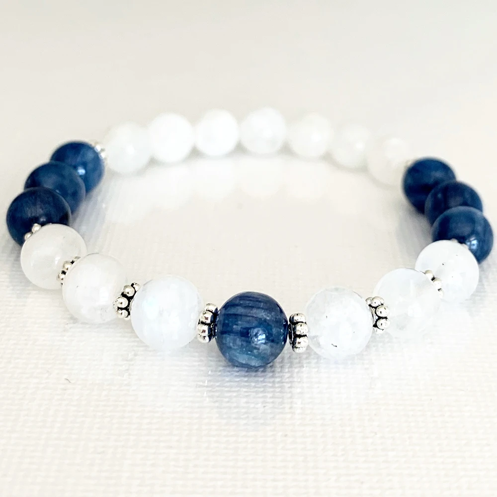 MG0797 Luxury AAA Grade Kyanite and Moonstone Stacking Bracelet Dainty Gemstone Beaded Bracelet Energy Protection Bracelet