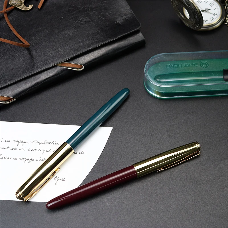 Nostalgic old Fountain Pen Golden metal cap and classic arrow clip Student office writing stationery