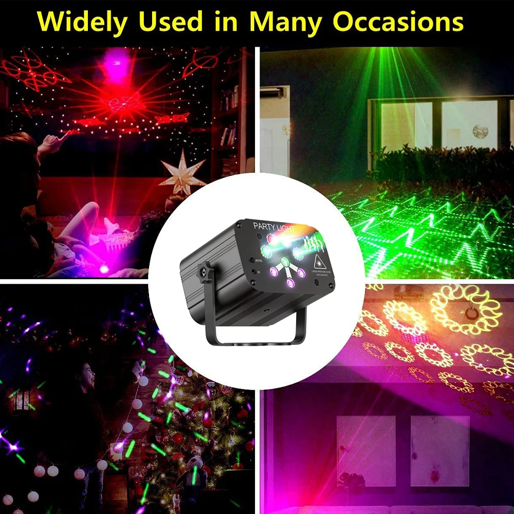240 Patterns USB LED Laser Lamp RGB Sound Activated Strobe DJ Disco Stage Light Projector Bulb Floodlight UV Remote Night Lights