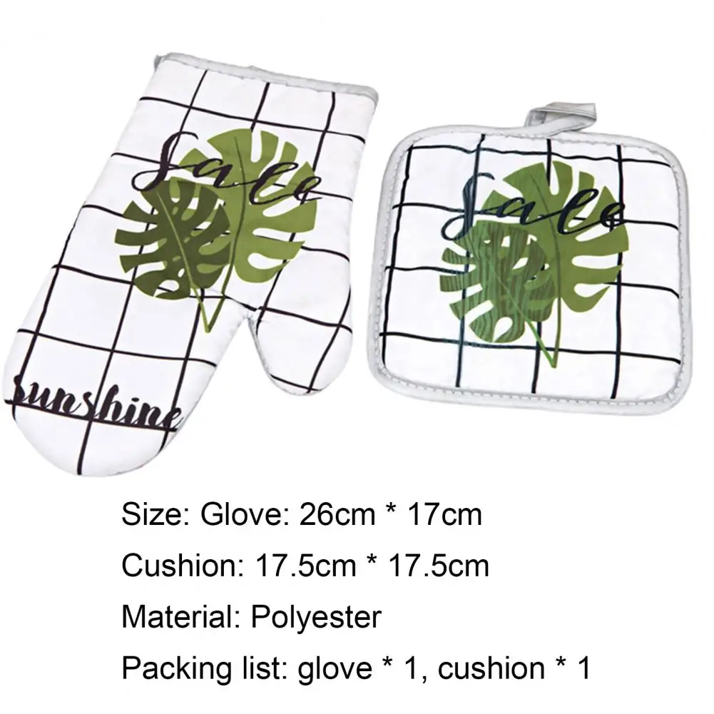 2Pcs/Set Cute Non-slip Yellow Gray Cotton Fashion Nordic Kitchen Cooking microwave gloves baking BBQ potholders Oven mitts