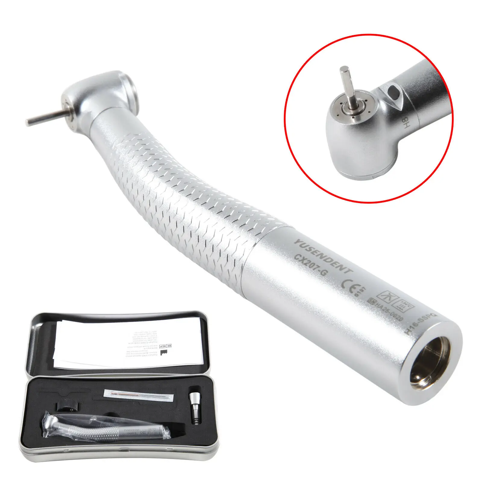 

Dental Fiber Optic LED High Speed Turbine Triple Water Spray Handpiece fit Sirona 6Hole Quick Coupler CX207