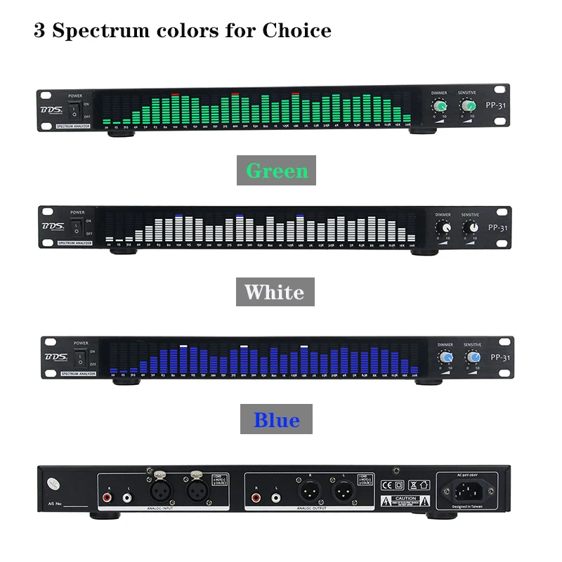 

Wishcolor BDS PP-31 Digital Audio Spectrum Analyzer Display 1U Music Spectrum VU Meter 31 Segments Blue/Green/White