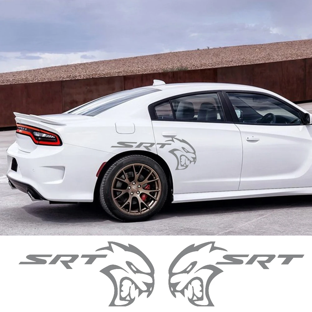 2Pcs Car Side Door Stickers Fashion Styling Vinyl Film Decals Auto Accessories For Dodge Mopar Challenger Hellcat SRT Redeye