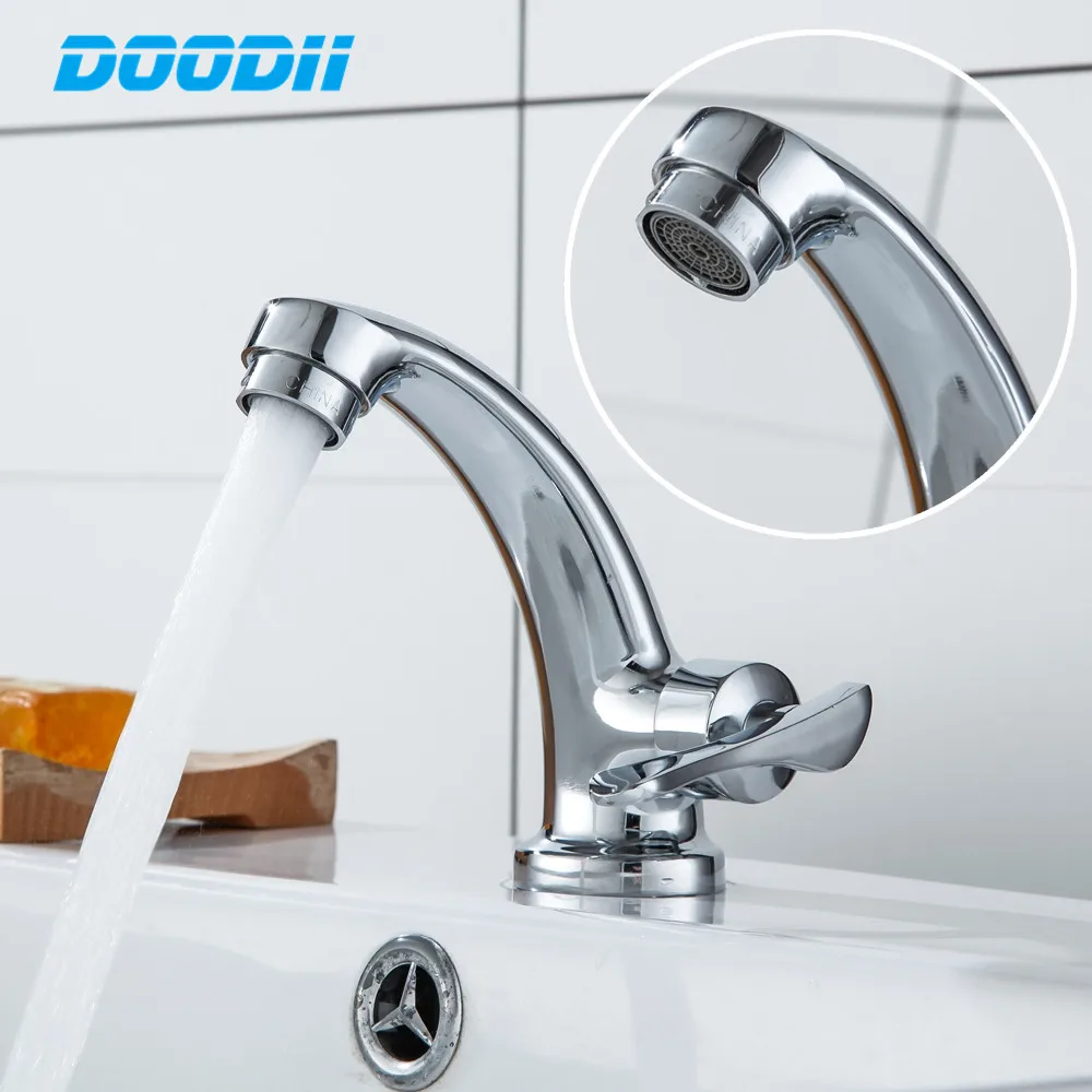 Torneira Bathroom Faucet Zinc Alloy Basin Faucet Deck Mounted Sink Single Cold Single Handle Tap Corrosion Resistance Taps