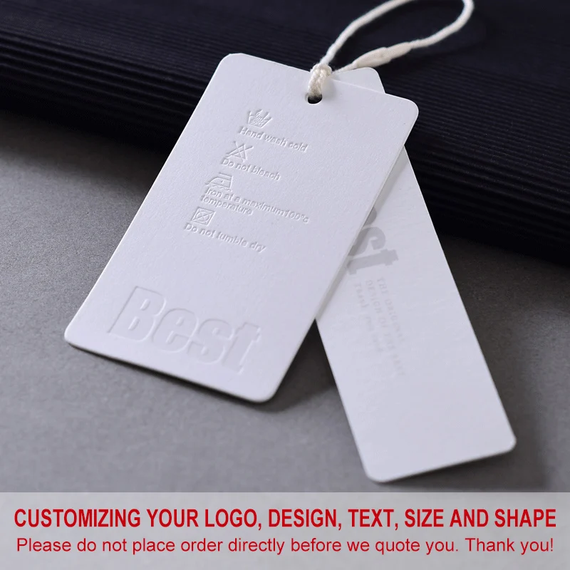 Eco-friendly Paper Cardboard Hang Tags Customizing & Personalizing Logo Garment Clothes Size Tags Sale Price Labels Swing Tags