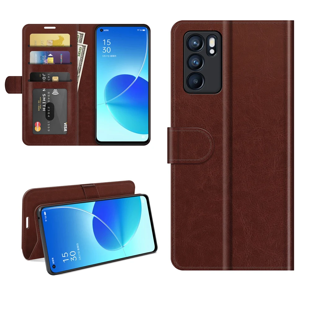 100pcs/Lot Phone 64 Grain Wallet Leather Case For OPPO A54 F19 Realme C11 GT 8 V13 C21 Reno 6 Find X3 X7 Pro 5G A53s A74 4G 2021