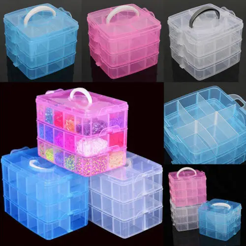 Adjustable Transparent Organizer Clear Plastic Jewelry Bead Pill Mask Storage Box Container Organizer Case Craft Boxes