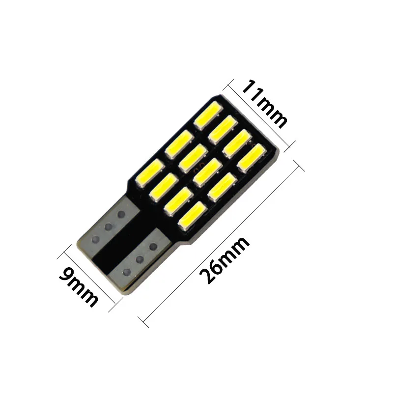 100pcs T10 W5W 12 SMD 4014 LED Bulb 1.44W 0.12A NO OBC Canbus Non polar Error Free Side Door light License Plate Light DC 12V