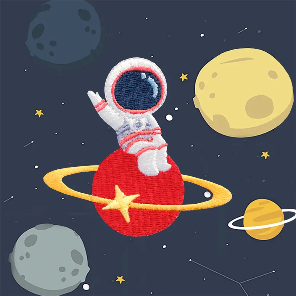1 Piece Astronaut Embroidery Repair Patches Bag Jacket Jeans Cartoon Iron On Patches for Clothes Small Glue Sticker