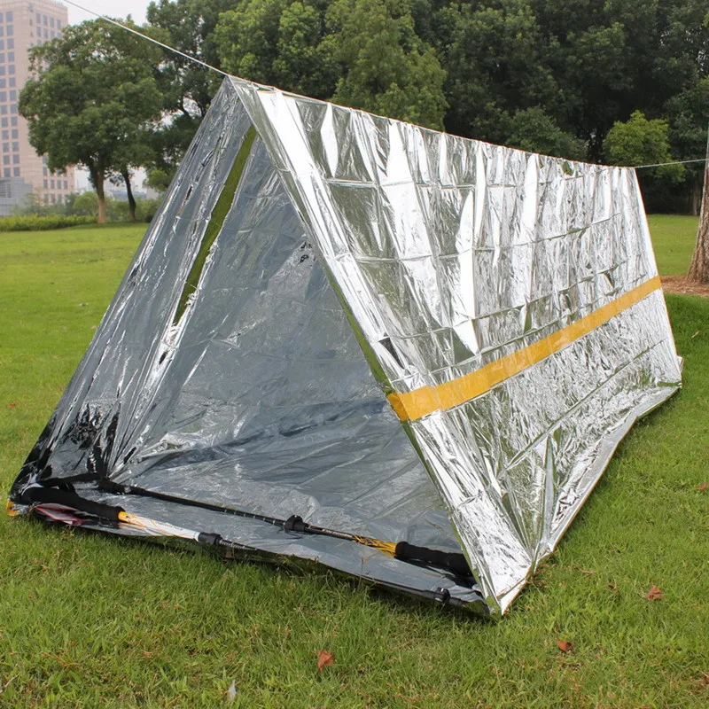 Mantas de Mylar doradas térmicas plegables portátiles para adultos, seguridad al aire libre, supervivencia, retención de calor corporal, rescate espacial de emergencia, 160x210cm