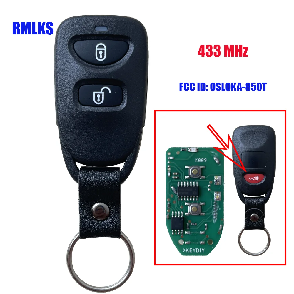 Trasmettitore portachiavi telecomando per auto 433MHz per Hyundai Tucson Santa Fe 2005-2009 3 pulsanti 315Mhz ID FCC: OSLOKA-850T