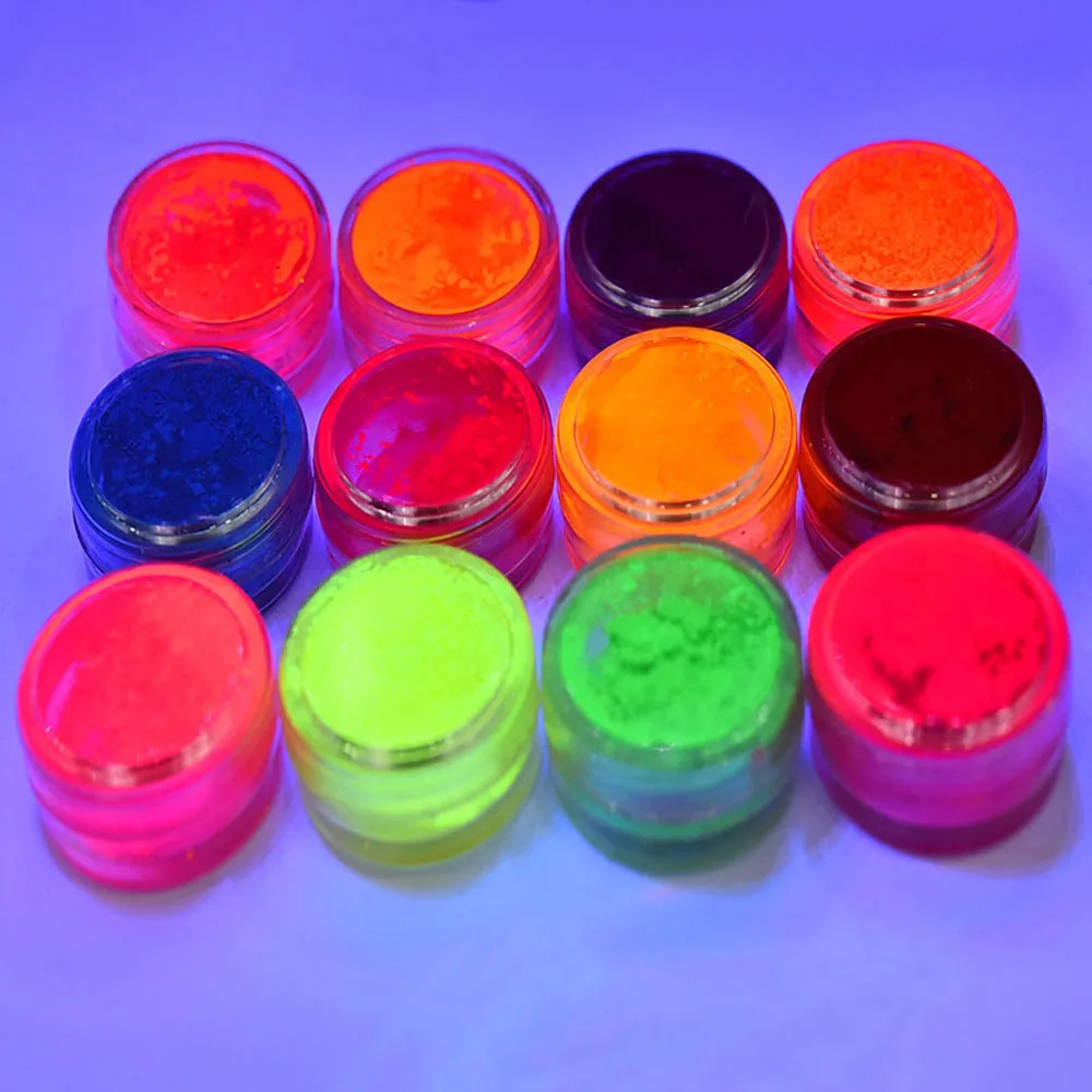 

12 Bottles/Set 2IN1 Nail Acrylic Powder Kit Fluorescent Neon Pigment Luminous Bulk Professional Collection Acrylic Powder KY-5F