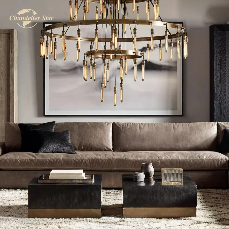 

Axis Chandeliers Modern Round Chandelier Black Brass LED Decoration Living Room Dining Room Pendant Lights Fixture