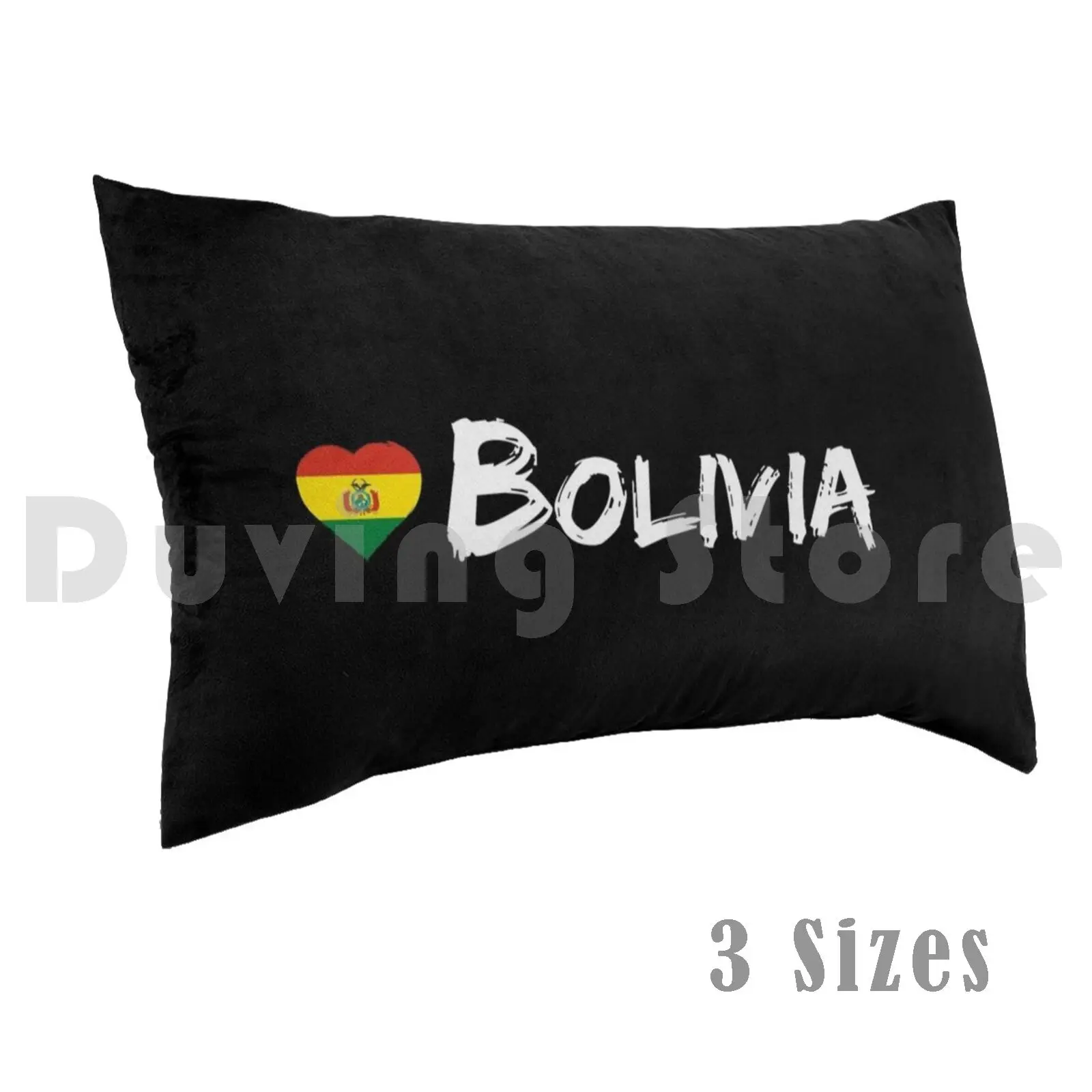 Love Bolivia Country Flag Heart Patriot Gift Black BackgroundPillow case Bolivia Love Heart