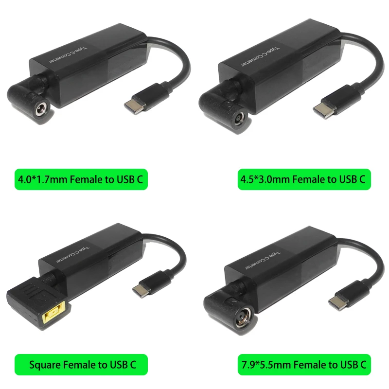 Usb Type C Converter Power Adapter Male Dc Jack Plug to 5.5*2.1 4.0*1.7 7.4*5.0 4.5*3.0mm Female 65W Adapter