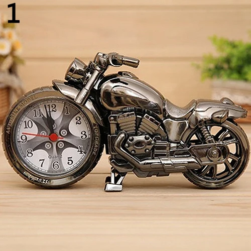 Upscale Retro Motorcycle Alarm Clock Quartz Watch Punk Retro Gifts Cool Furnishings Boutique Desktop Decor Birthday Gift Student