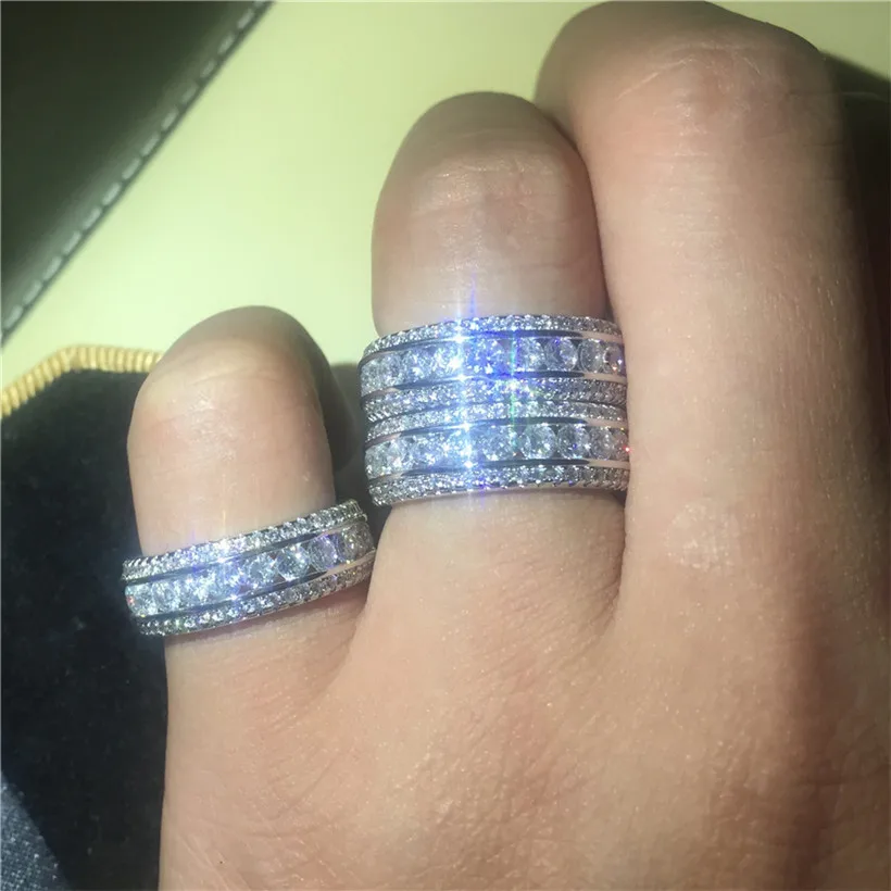 ETERNITY BAND ENGAGEMENT WEDDING RING DIAMOND simulated PLATINUM Size 6,7,8,9,10