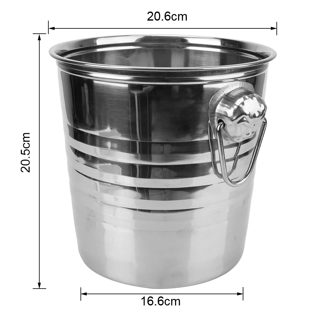 Champagne Wine Beer Bucket Wine Beer Cooler Bucket Ice Cube Maker 5L Stainless Steel For KTV Bar Kitchen Party Barware