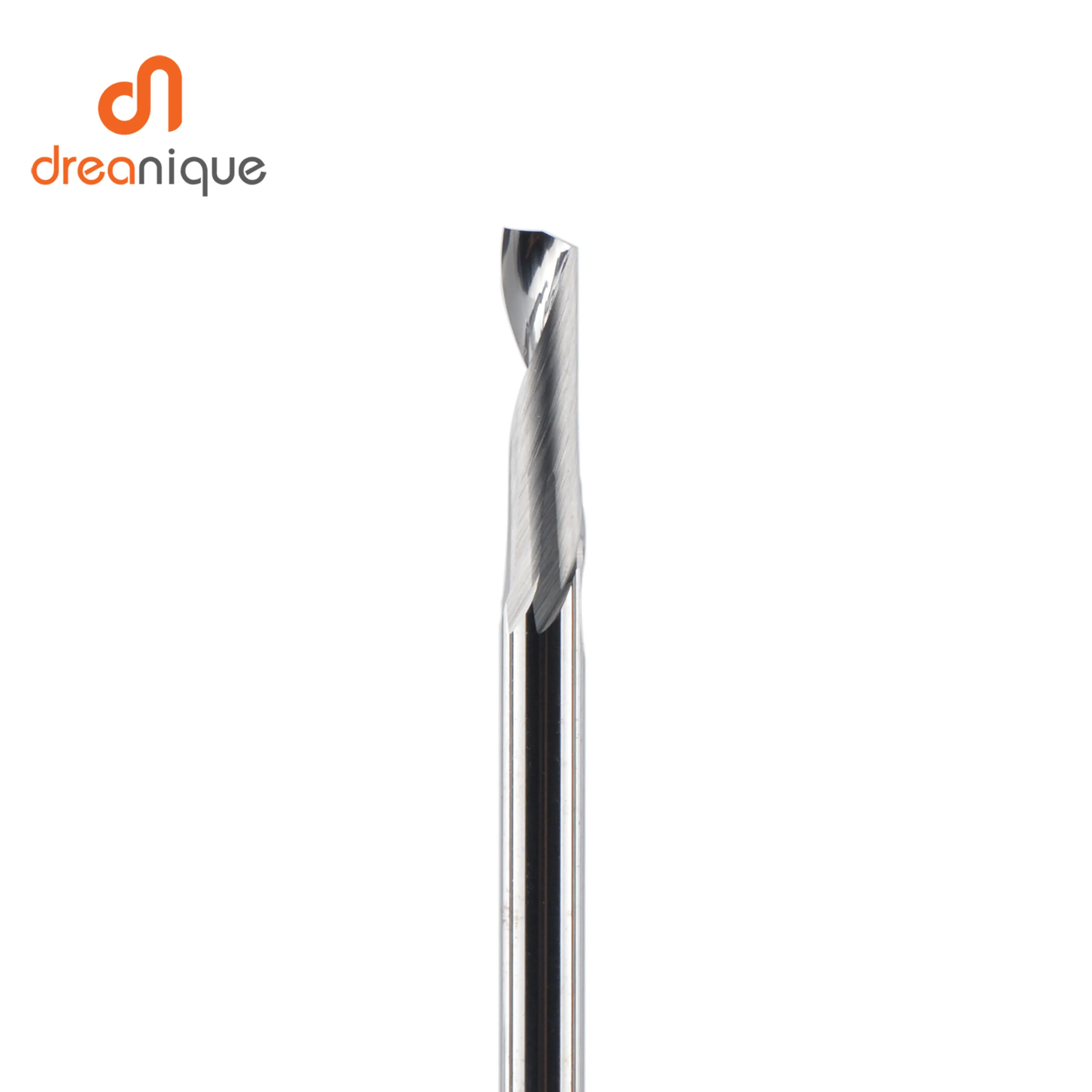 Dreanique 1pc 3.175 4 6 8mm CNC Single Flute Solid Tungsten Carbide Alloy Spiral End Mill, Milling Cutter Bit for Aluminium