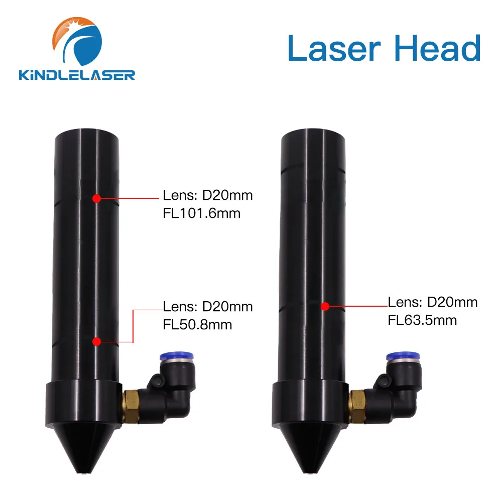 Testina Laser CO2 KINDLELASER Dia.18 FL38.1 e Dia.20 FL50.8 / 63.5/101.6mm supporto per macchina da taglio per incisione Laser (nero)