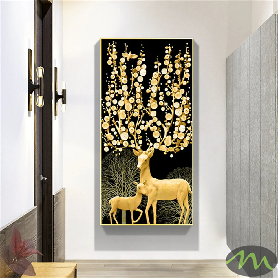 abstract golden deer diy Diamond Painting Mosaic diamond Embroidery richTree nordic Pictures Room Decor drop shipping I86