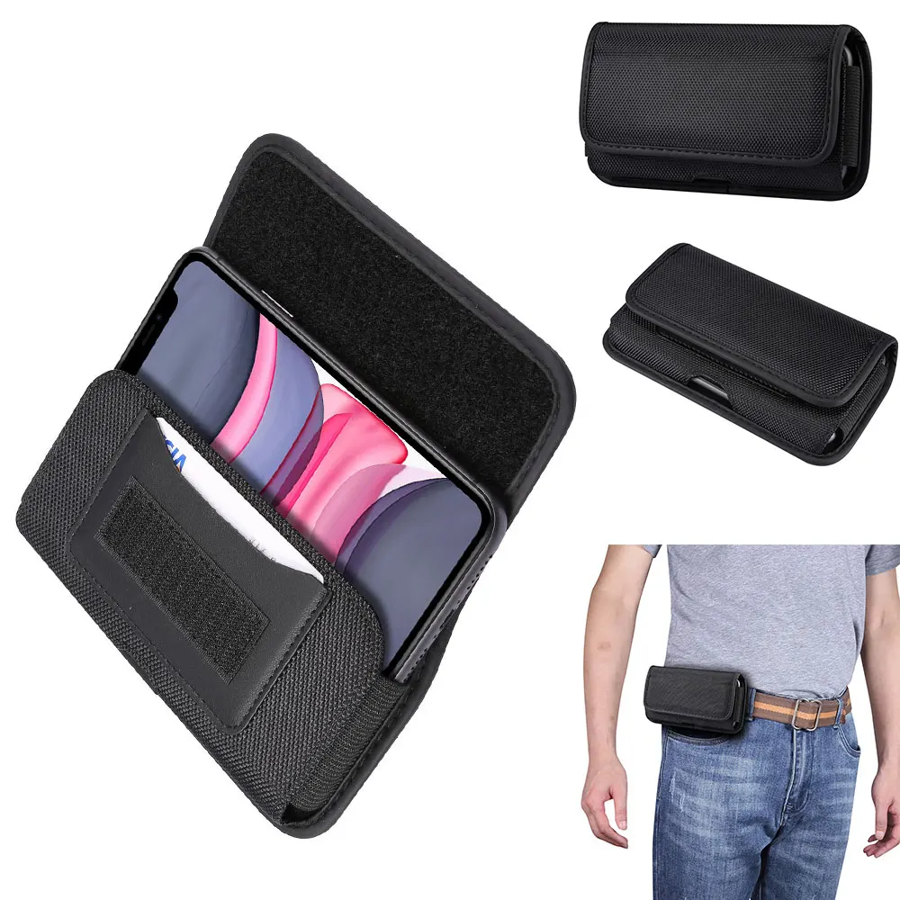 Universal Pouch Holster Case Rugged Oxford cloth belt loop clip Fits For SAMSUNG iphone cover case for OnePlus With credit card