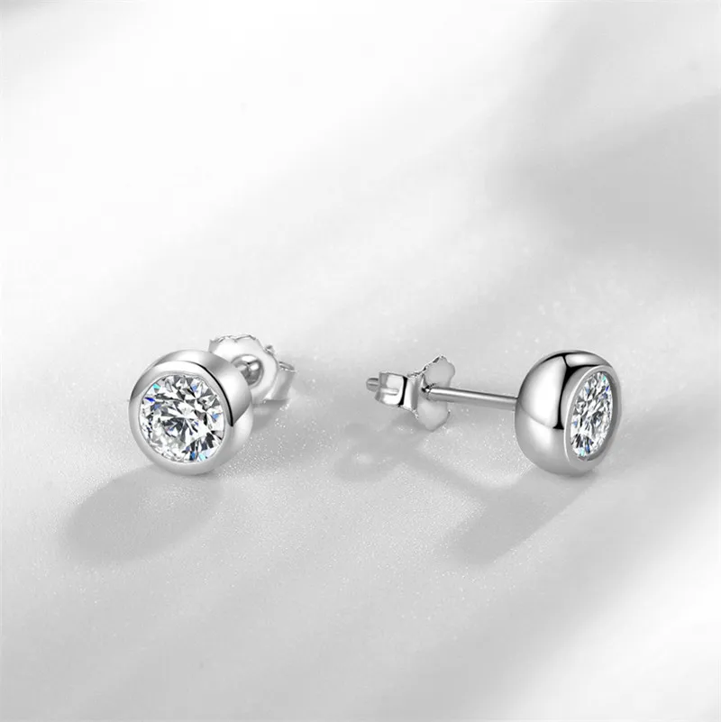 Stud Earrings For Women And Men Silver Plated Bubble Cubic Zirconia Round Stone Simple Earrings Small Fashion Jewelry CCE631 image 4