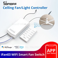 SONOFF iFan04 Wifi Smart Fan Switch Celling Fan/Light Controller 433 RF/APP/Voice Remote Control Adjust Speed Smart Home