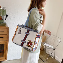 Large Women's Branded Bags 2020 Printing Canvas Bag Casual Shopping Bag with Print Big Fashion Cute Student Fabric Woman Handbag