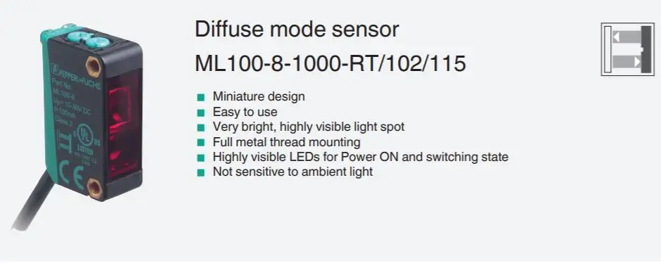 Diffuse mode sensor ML100-8-1000-RT/102/115 210542