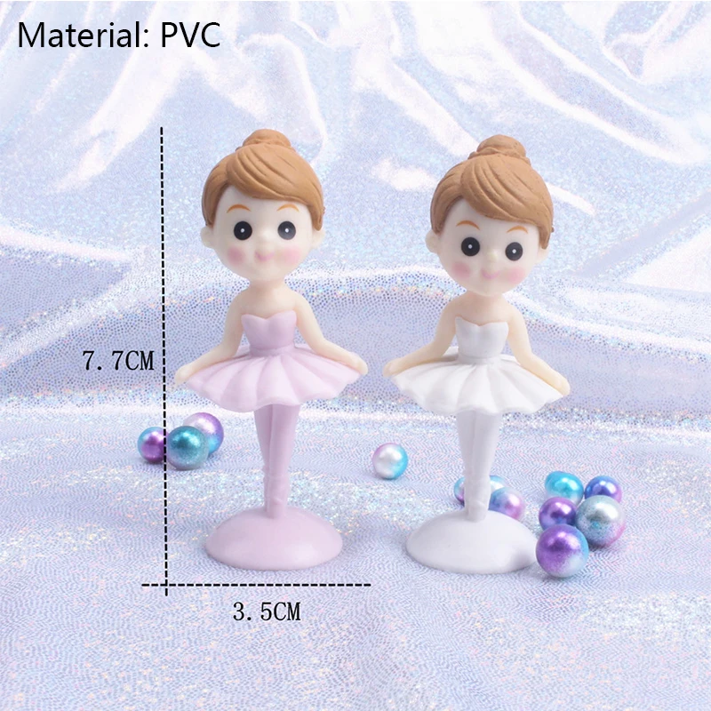 Ballerina Girl Cake Decoration Pink White Hairball Arch Balloon Cake Toppers Wedding Birthday Party Decor Kids favor Baking