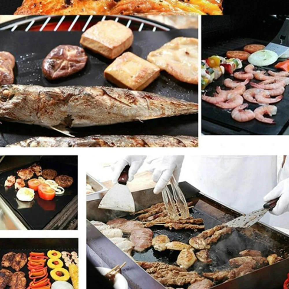 2 pz BBQ Grill Zerbino Barbecue cottura all'aperto Pad antiaderente Piatto di cottura riutilizzabile 40 * 33 cm Per il partito PTFE Grill Zerbino Strumenti Nuovo