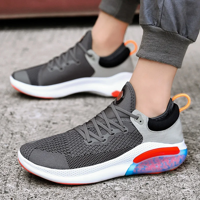 Men Sneakers Black Mesh Breathable Running Sport Shoes Male Lace Up Non-slip Men Low Athletic Sneakers Casual Men Shoes