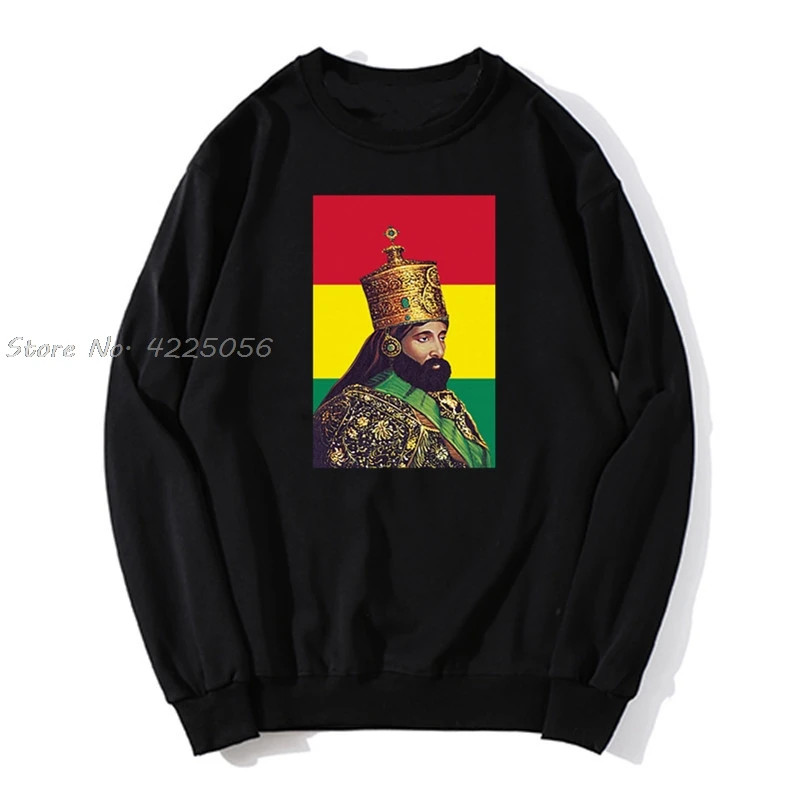 Haile Selassie Mens Hoodie Funny Men Pullover Sweatshirts Harajuku Streetwear