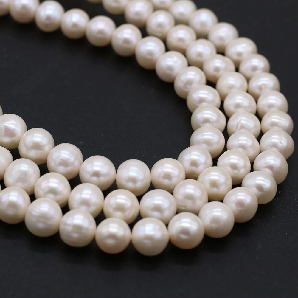 Real Natural Freshwater Top Pearls Beads White Round Loose Pearl Bead For Jewelry DIY Charm Bracelet Necklace Accessories Making