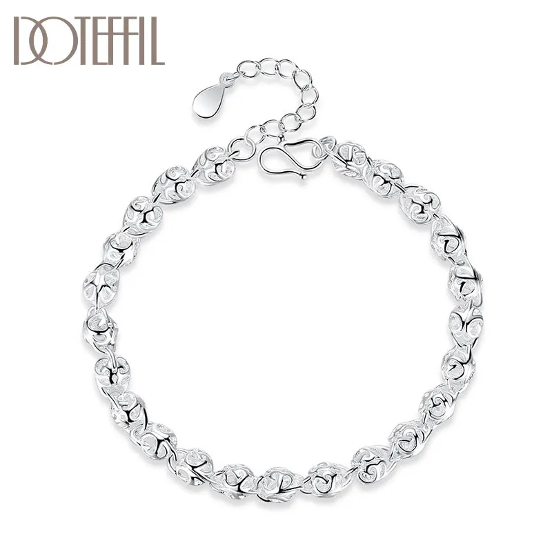

DOTEFFIL 925 Sterling Silver Charm Hollow Bead Chain Bracelet For Women Wedding Engagement Party Fashion Jewelry