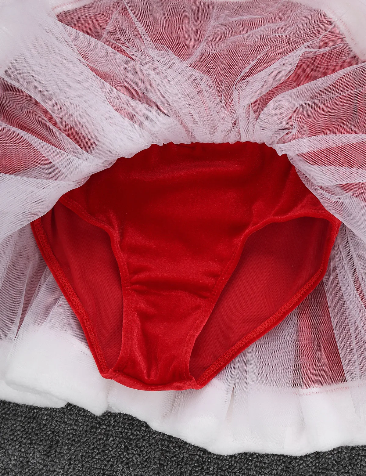 Kinder Meisjes Kerst Fluweel Santa Claus Kostuum Sleutelgat Terug Figuur Schaatsen Ballet Dans Tutu Jurk Leotard Xmas Fancy Dress