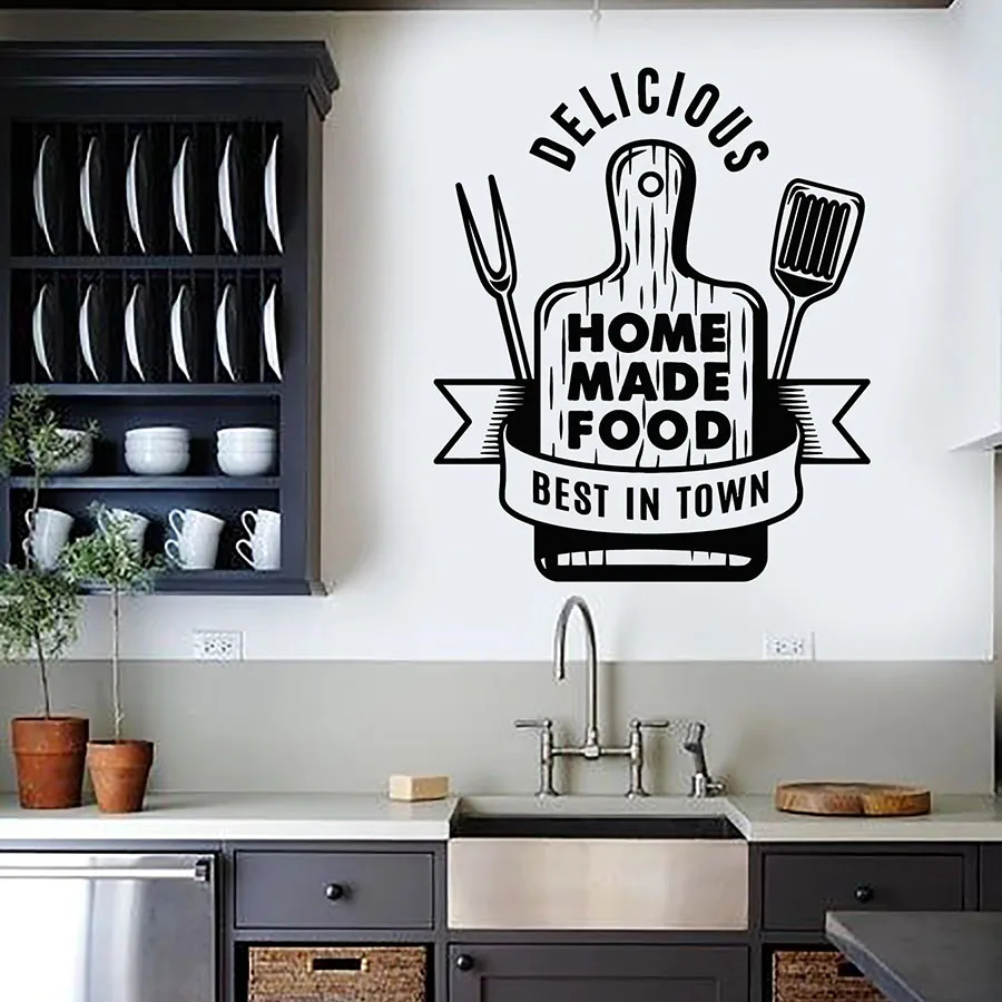 Wall Decal Cutting Board Home Made Food Delicious Kitchen Restaurant Interior Decoration Vinyl Window Stickers Words Mural M655