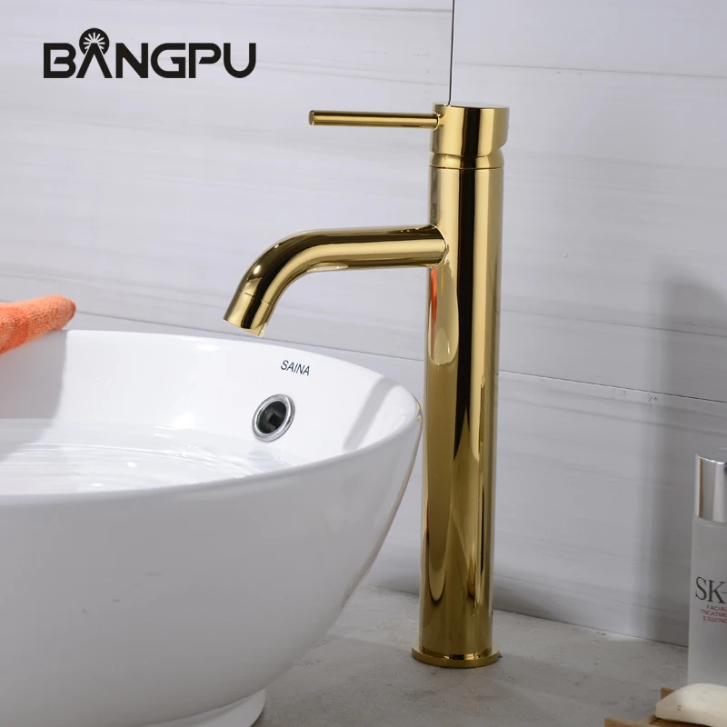 

BANGPU 1 Hole Basin Sink Faucet Single Handle Bathroom Faucet Sink Faucet Bathroom Faucet Stream Gold Bathroom Tap Deck Mount