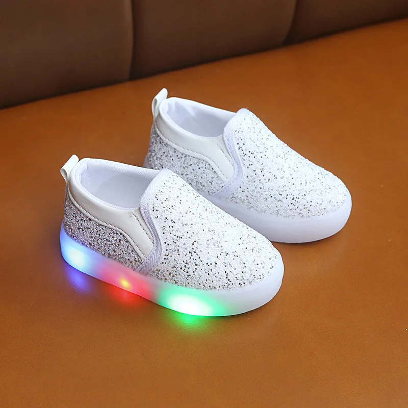 Kids Led Sneakers Lighted Baby Toddler Sneakers Sequin Girl Light Shoes 2020 Autumn Luminous Shoes For Boys 1 2 3 4 5 6 Year Old