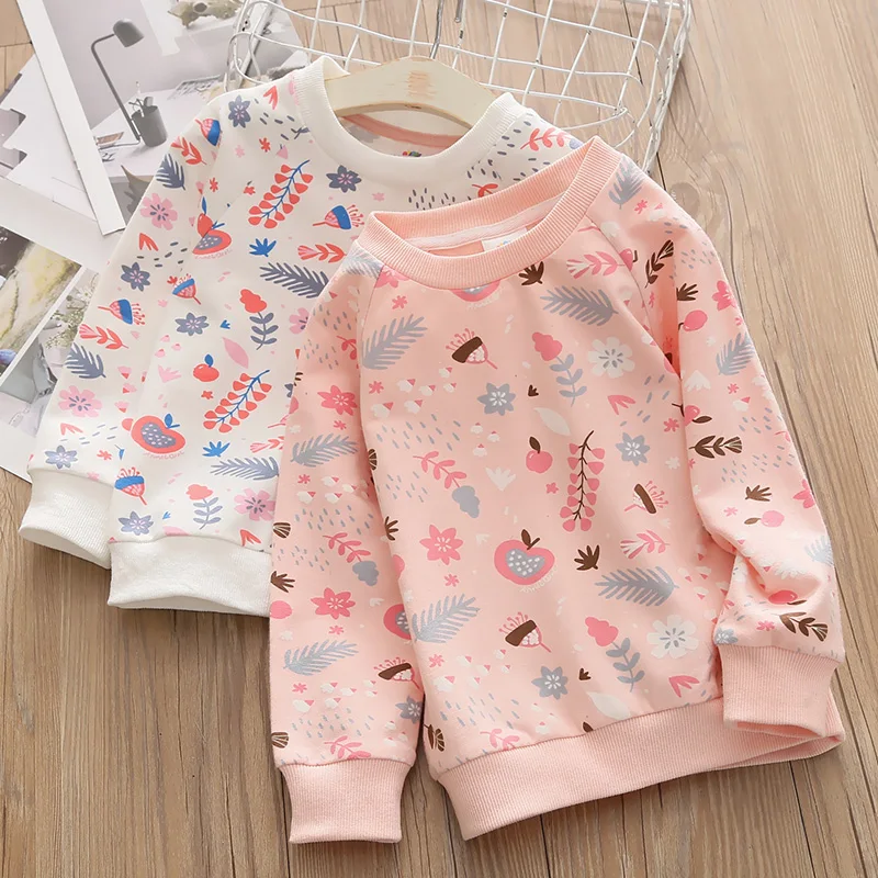 2024 Autumn Spring Fashion 2-4 5 6 7 8 9 10 Years Children\'S Causual Pullover Tops O Neck Long Sleeve Kids Baby Girl Sweatshirts