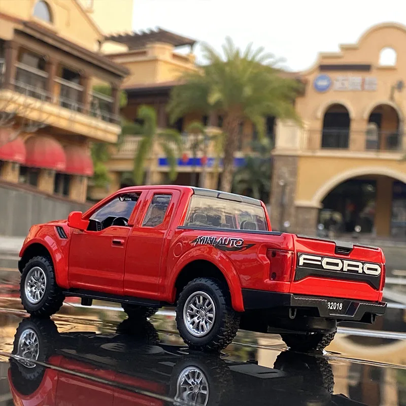 1:32 Ford Raptor F150 Modified Pickup Alloy Car Model Diecasts Metal Toy Vehicles Car Model Simulation Sound Light Kids Toy Gift