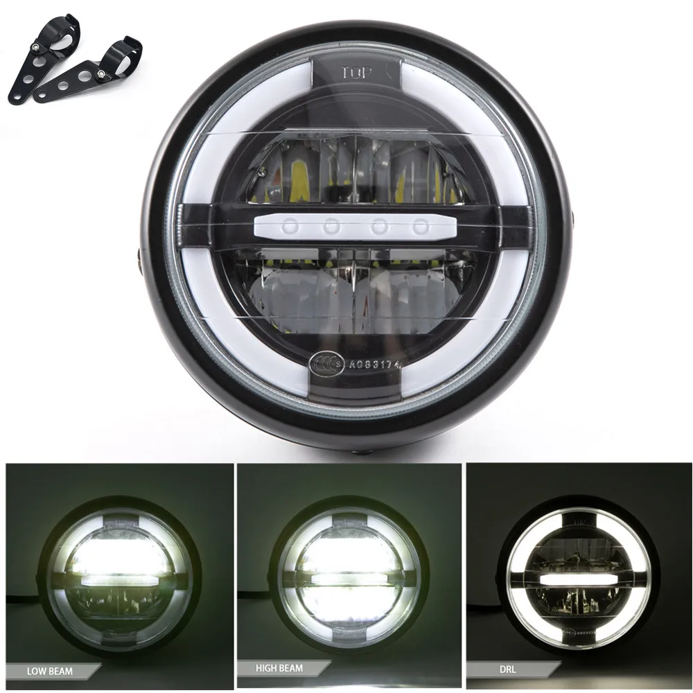 

7 inch Universal Cafe Racer Round Motorcycle LED Head lamp Headlamp Distance Light Refit 7" Motorcycle Headlight Cafe Racer