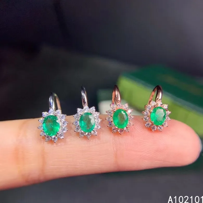 

KJJEAXCMY fine Jewelry 925 Sterling Silver Natural emerald Girl new elegant earring eardrop Support Test Chinese style