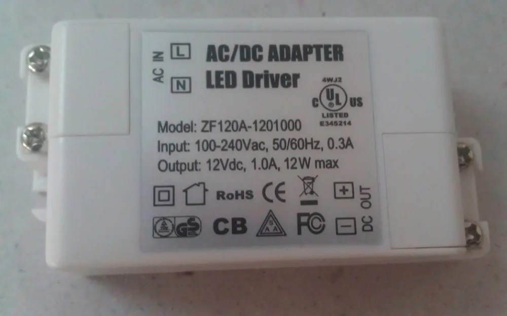 

12V 1A 12W Водонепроницаемый Светодиодный драйвер для внутреннего светодиодный полоски для 3528/5050 светодиодный полоски