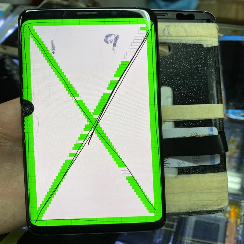 Practice LCD screen for samsung S8 to N10 plus black dot lcd touch working glass broken practicing repair LCD display